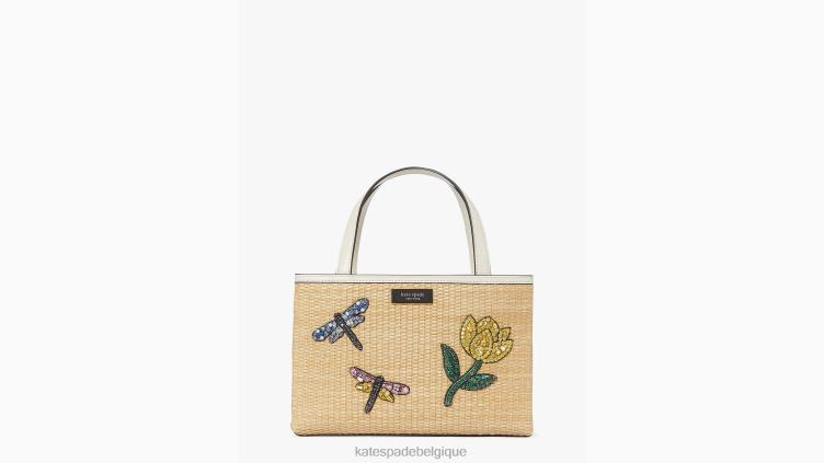 petit sac à main en paille orné de libellules Sam Icon Kate Spade femmes accessoires D8288157 naturel multi