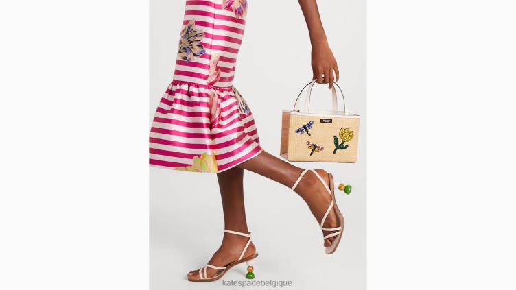 petit sac à main en paille orné de libellules Sam Icon Kate Spade femmes accessoires D8288157 naturel multi
