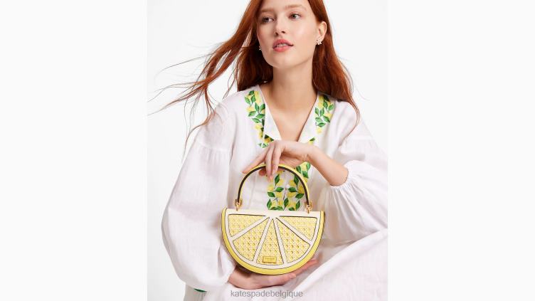 sac à bandoulière 3D en osier goutte de citron Kate Spade femmes accessoires D828897 pissenlit jaune multi