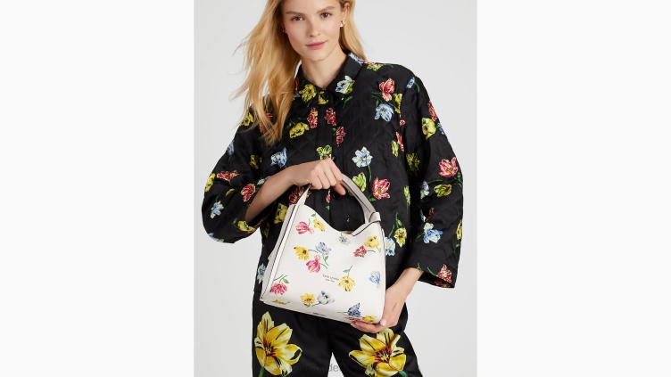 sac à bandoulière moyen à motif tulipe Knott gaufré Kate Spade femmes accessoires D828876 crème multi