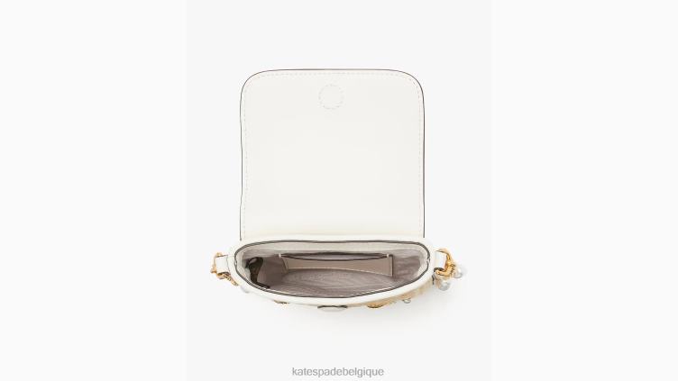 sac à bandoulière pour téléphone nord-sud en paille ornée steffie Kate Spade femmes accessoires D828829 naturel multi