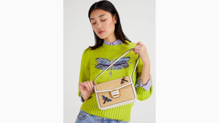 sac porté épaule moyen en paille à ornements libellule Katy Kate Spade femmes accessoires D8288154 naturel multi