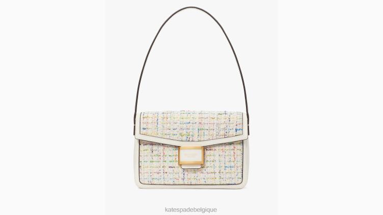 sac porté épaule moyen en tweed katy Kate Spade femmes accessoires D828849 crème multi