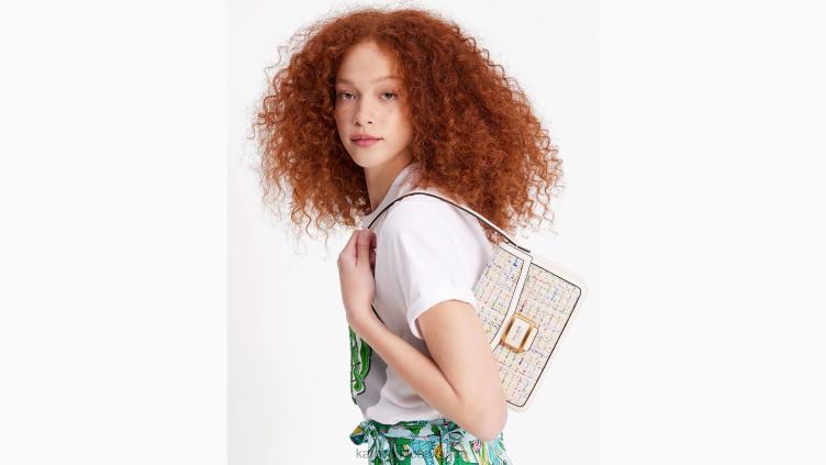 sac porté épaule moyen en tweed katy Kate Spade femmes accessoires D828849 crème multi