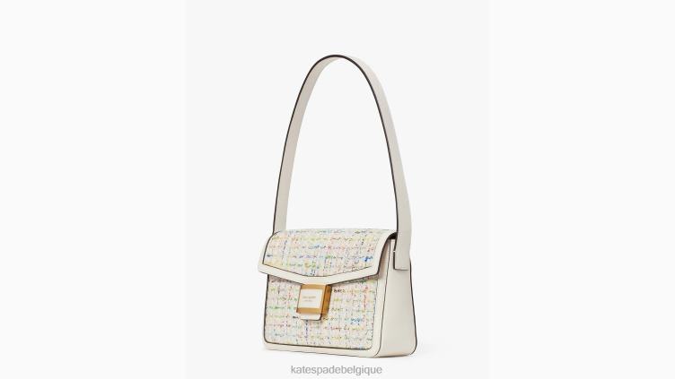 sac porté épaule moyen en tweed katy Kate Spade femmes accessoires D828849 crème multi
