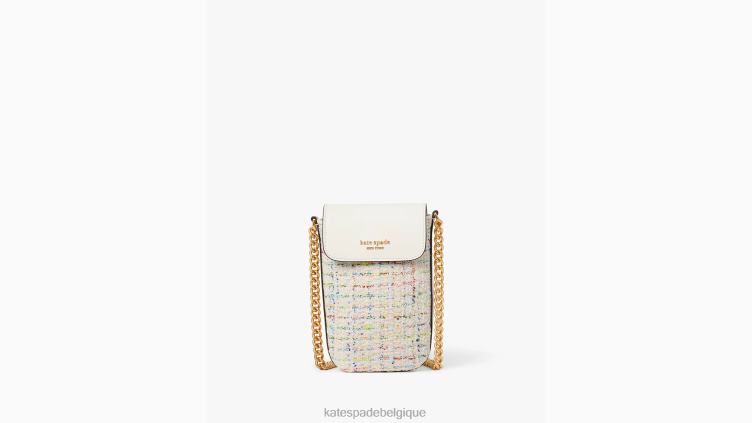 steffie tweed sac à bandoulière pour téléphone nord sud Kate Spade femmes accessoires D828847 crème multi