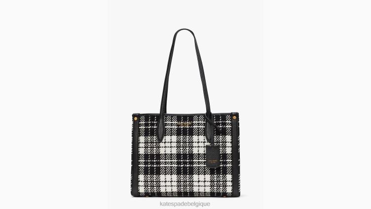 cabas moyen en jacquard à carreaux Market Posh Kate Spade femmes accessoires D8288334 noir multicolore