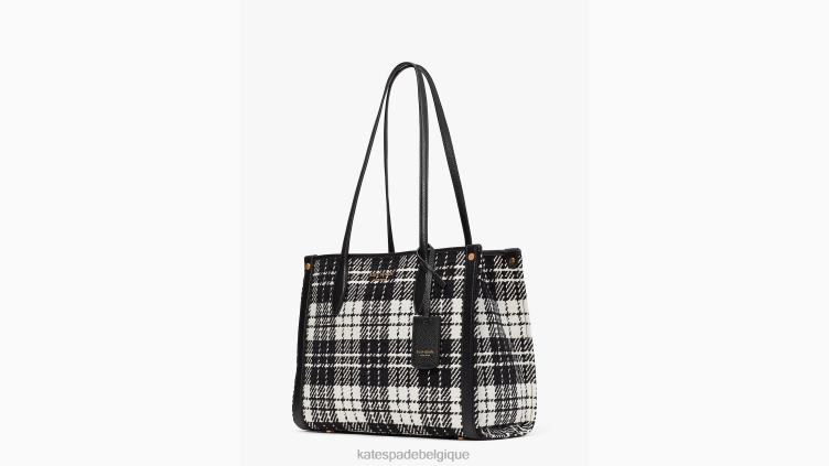 cabas moyen en jacquard à carreaux Market Posh Kate Spade femmes accessoires D8288334 noir multicolore
