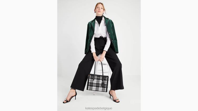 cabas moyen en jacquard à carreaux Market Posh Kate Spade femmes accessoires D8288334 noir multicolore
