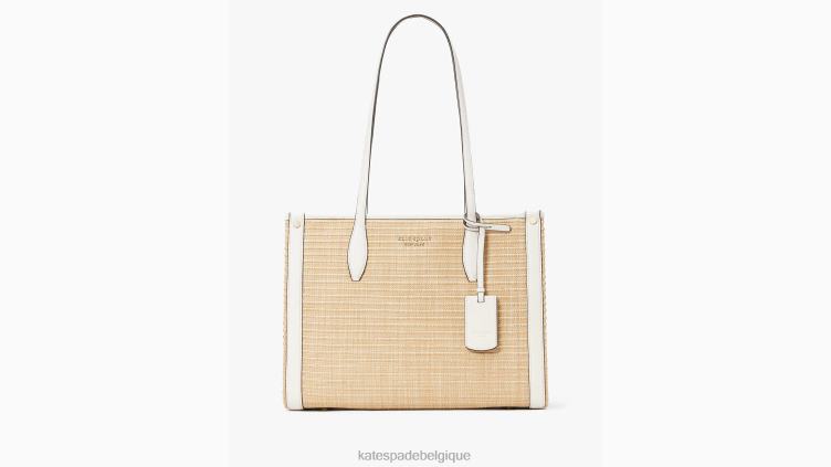 cabas moyen en paille de marché Kate Spade femmes accessoires D828827 crème multi