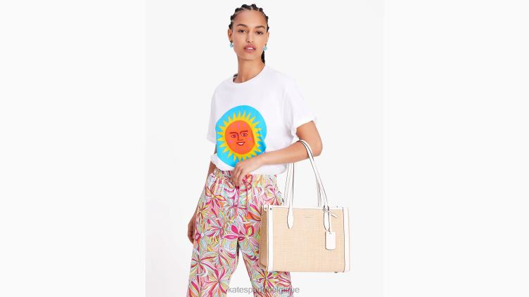 cabas moyen en paille de marché Kate Spade femmes accessoires D828827 crème multi
