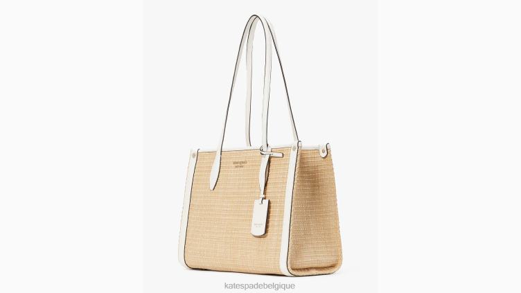 cabas moyen en paille de marché Kate Spade femmes accessoires D828827 crème multi
