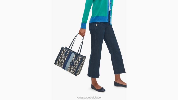 cabas moyen market à rayures et jacquard fleuri Kate Spade femmes accessoires D8288167 bleu multicolore