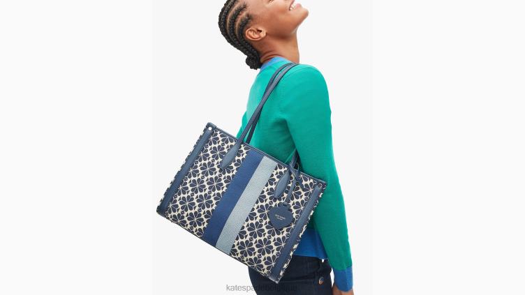 cabas moyen market à rayures et jacquard fleuri Kate Spade femmes accessoires D8288167 bleu multicolore