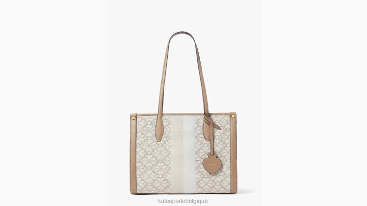 cabas moyen market à rayures et jacquard fleuri Kate Spade femmes accessoires D8288168 naturel multi