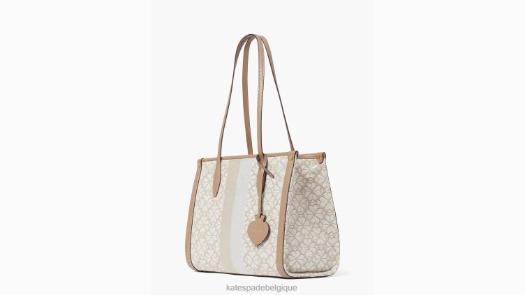 cabas moyen market à rayures et jacquard fleuri Kate Spade femmes accessoires D8288168 naturel multi