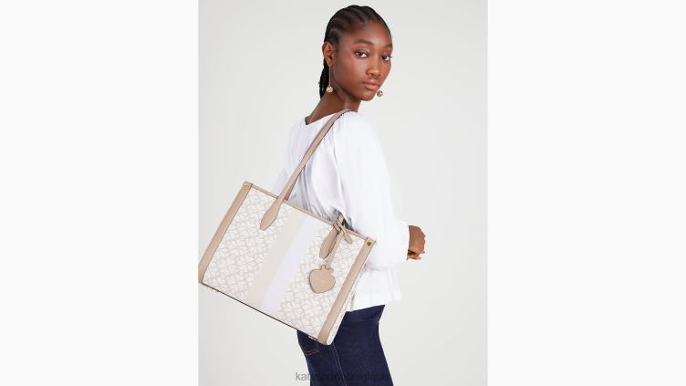 cabas moyen market à rayures et jacquard fleuri Kate Spade femmes accessoires D8288168 naturel multi