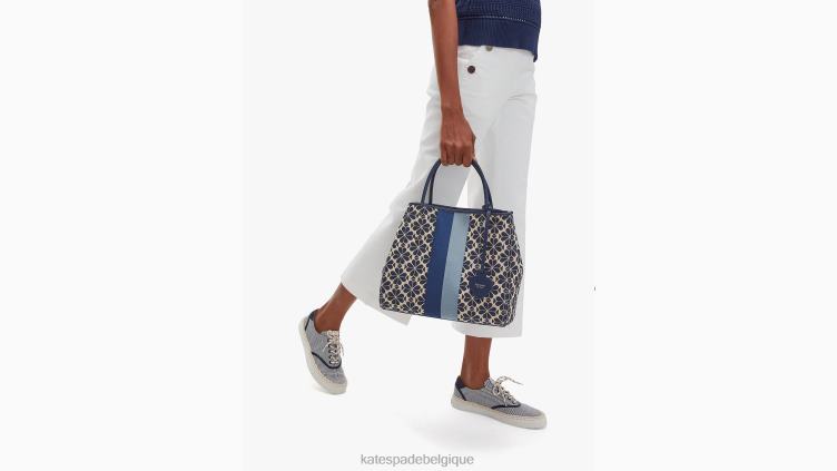 fourre-tout moyen à rayures en jacquard fleuri Kate Spade femmes accessoires D8288158 bleu multicolore