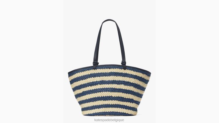 grand cabas en paille à rayures et ornements Shore Thing Kate Spade femmes accessoires D8288303 blazer bleu multicolore