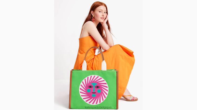grand cabas en toile alexander girard x new york Kate Spade femmes accessoires D828817 vert