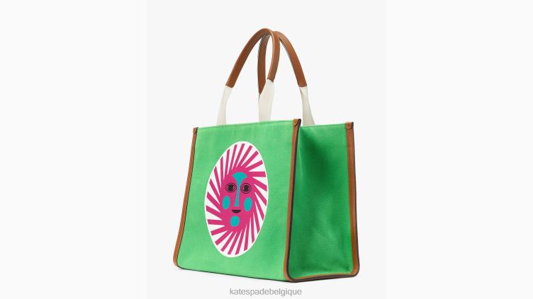 grand cabas en toile alexander girard x new york Kate Spade femmes accessoires D828817 vert