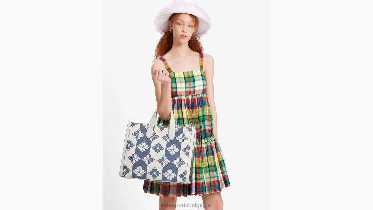 grand cabas manhattan en toile bicolore flower Kate Spade femmes accessoires D8288186 halo blanc multi