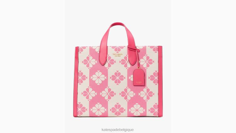 grand cabas manhattan en toile bicolore flower Kate Spade femmes accessoires D8288187 pompon rose multi