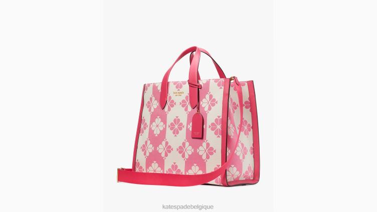grand cabas manhattan en toile bicolore flower Kate Spade femmes accessoires D8288187 pompon rose multi