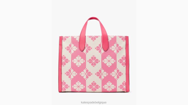grand cabas manhattan en toile bicolore flower Kate Spade femmes accessoires D8288187 pompon rose multi