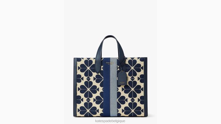 grand cabas manhattan oversize à fleurs et rayures en jacquard Kate Spade femmes accessoires D8288272 bleu multicolore