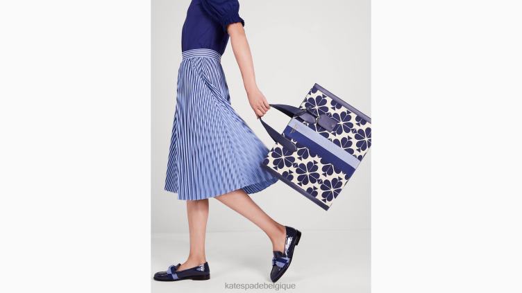 grand cabas manhattan oversize à fleurs et rayures en jacquard Kate Spade femmes accessoires D8288272 bleu multicolore