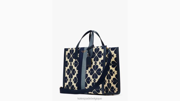 grand cabas manhattan oversize à fleurs et rayures en jacquard Kate Spade femmes accessoires D8288272 bleu multicolore