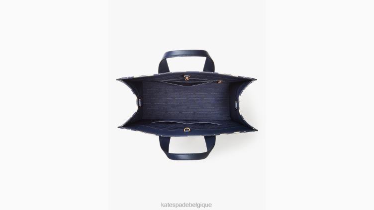 grand cabas manhattan oversize à fleurs et rayures en jacquard Kate Spade femmes accessoires D8288272 bleu multicolore