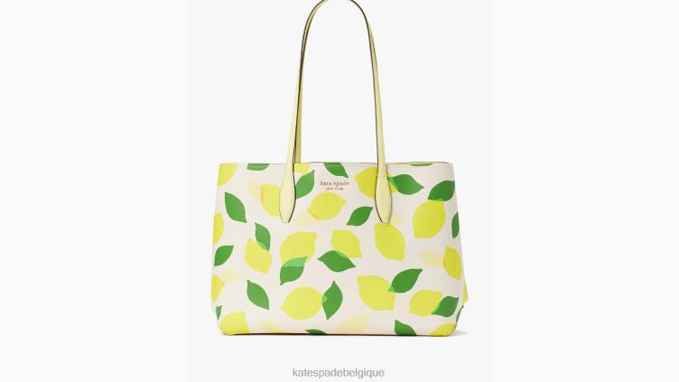 grand fourre-tout à motif citron toute la journée Kate Spade femmes accessoires D8288106 parchemin multi