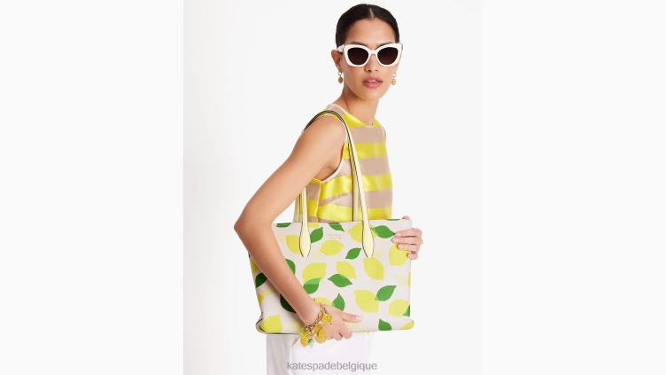 grand fourre-tout à motif citron toute la journée Kate Spade femmes accessoires D8288106 parchemin multi