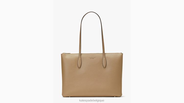 grand fourre-tout zippé toute la journée Kate Spade femmes accessoires D828879 taupe intemporel