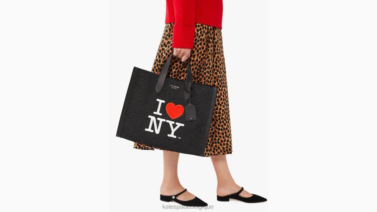 j'aime ny x new york manhattan grand fourre-tout Kate Spade femmes accessoires D8288299 noir multicolore