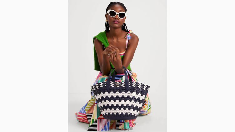 petit cabas en cuir tressé zigzag Kate Spade femmes accessoires D8288252 blazer bleu multicolore