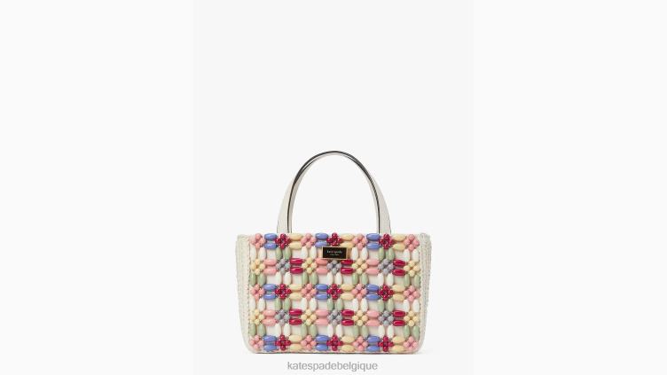 petit cabas en raphia à perles sam icon Kate Spade femmes accessoires D8288229 crème multi