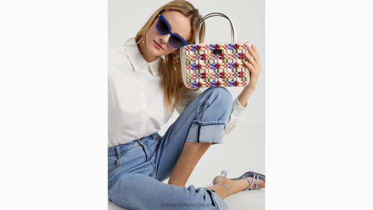 petit cabas en raphia à perles sam icon Kate Spade femmes accessoires D8288229 crème multi