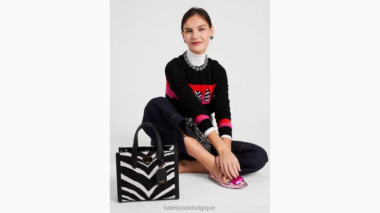 petit cabas manhattan bold zebra en boucle jacquard Kate Spade femmes accessoires D8288333 noir multicolore
