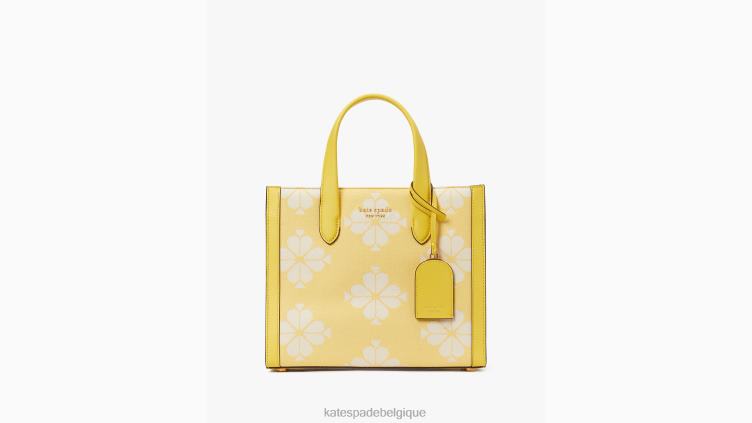 petit cabas manhattan en toile bicolore flower Kate Spade femmes accessoires D8288284 pissenlit jaune multi