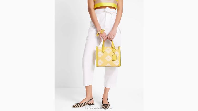 petit cabas manhattan en toile bicolore flower Kate Spade femmes accessoires D8288284 pissenlit jaune multi