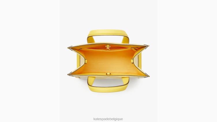petit cabas manhattan en toile bicolore flower Kate Spade femmes accessoires D8288284 pissenlit jaune multi