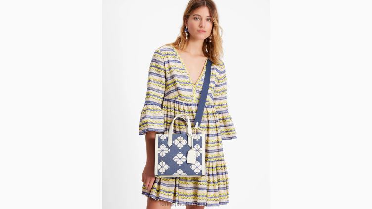 petit cabas manhattan en toile bicolore flower Kate Spade femmes accessoires D8288286 halo blanc multi