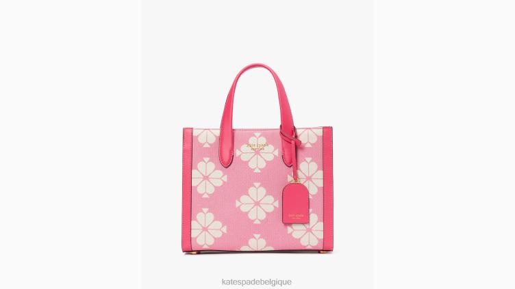 petit cabas manhattan en toile bicolore flower Kate Spade femmes accessoires D8288287 pompon rose multi
