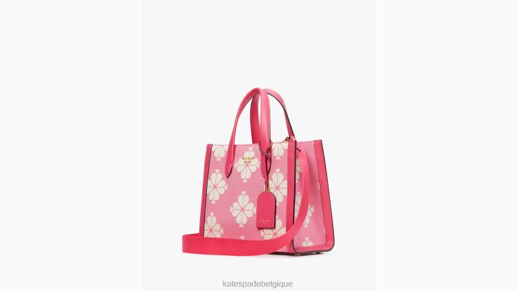 petit cabas manhattan en toile bicolore flower Kate Spade femmes accessoires D8288287 pompon rose multi