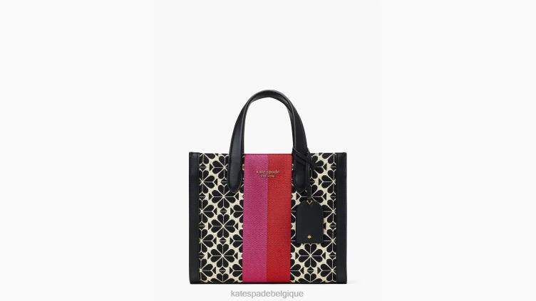 petit cabas manhattan à rayures et fleurs en jacquard Kate Spade femmes accessoires D8288261 crème multi