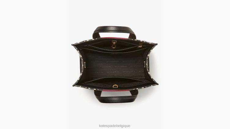 petit cabas manhattan à rayures et fleurs en jacquard Kate Spade femmes accessoires D8288261 crème multi