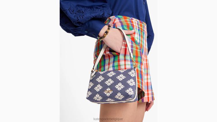 pochette east west en toile bicolore à fleurs Kate Spade femmes accessoires D8288250 halo blanc multi